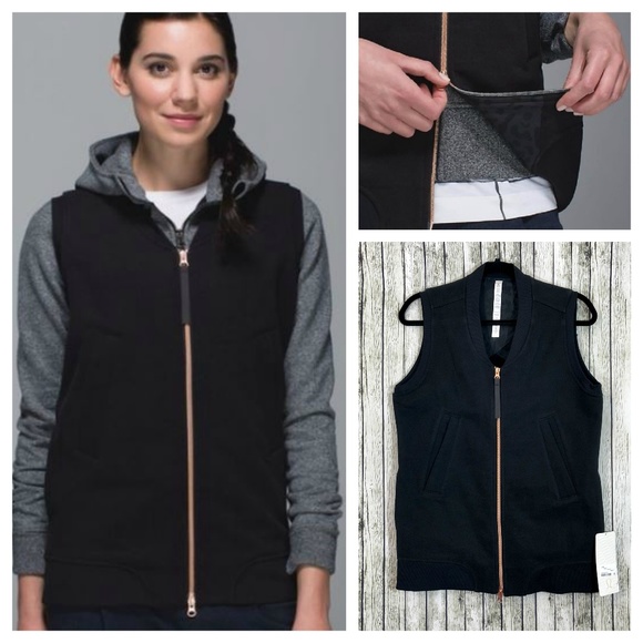 lululemon athletica Jackets & Blazers - NWT Lululemon Departure Vest Black Rose Gold Sz. 4